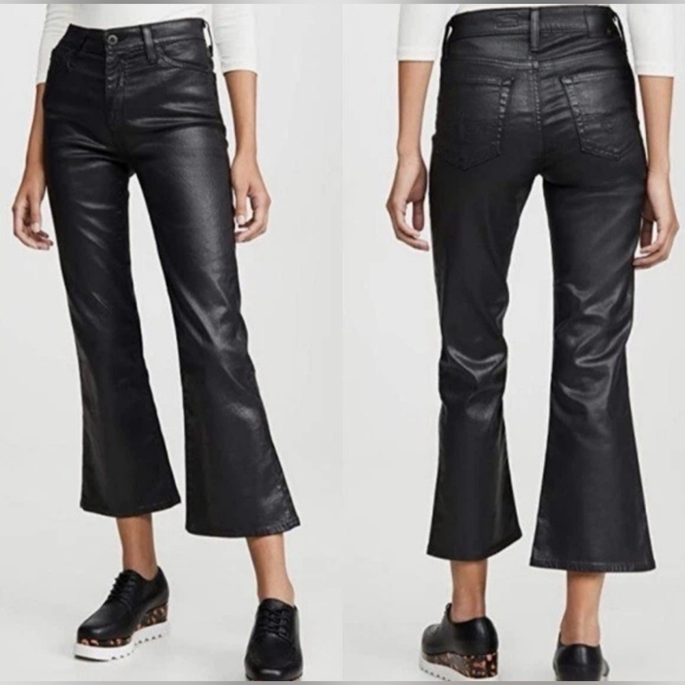 🍁AG Adriano Goldschmied The Quinne Coated High Waist Crop Flare Jeans, Size 26